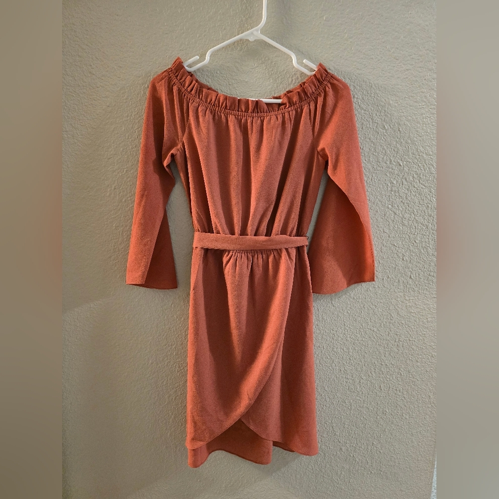 ALI & JAY Orange Ruched 3/4 Sleeve Sundress